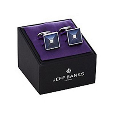 Blue square enamel cufflinks in a gift box